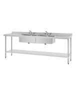 Vogue Stainless Steel Sink Double Bowl and Double Drainer 2400mm - U910