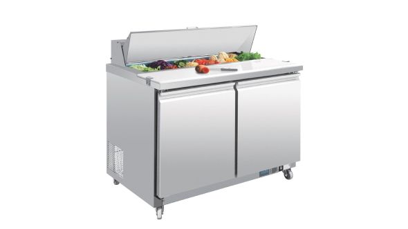Polar U-Series Double Door Prep Counter Fridge 405Ltr