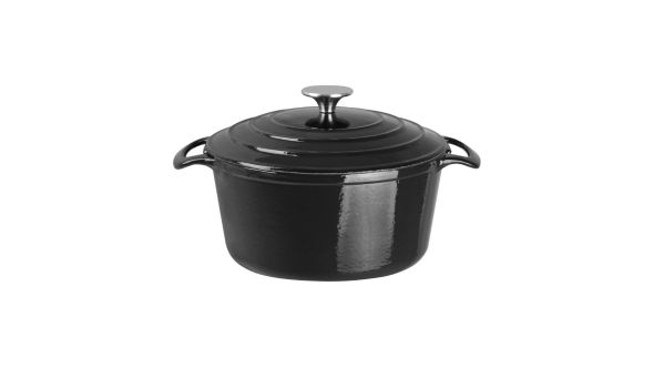 Vogue Black Round Casserole Dish 4Ltr