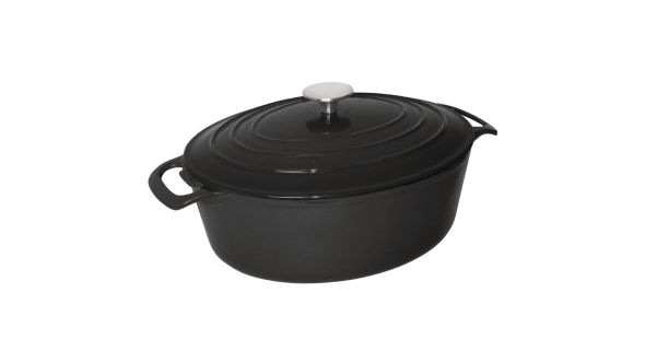 Vogue Black Oval Casserole Dish 6Ltr