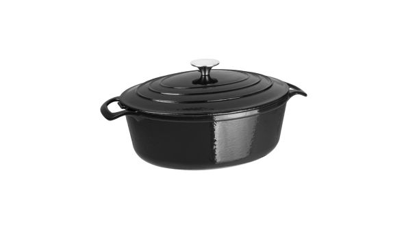 Vogue Black Oval Casserole Dish 5Ltr