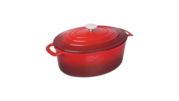 Vogue Red Oval Casserole Dish 6Ltr