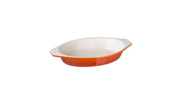 Vogue Orange Oval Cast Iron Gratin 650ml