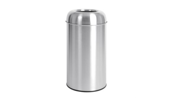 Bolero Bullet Bin with Open Top Lid Silver 40Ltr GK972