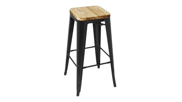 Bolero Bistro High Stools with Wooden Seat Pad Black (4 Pack) GM640