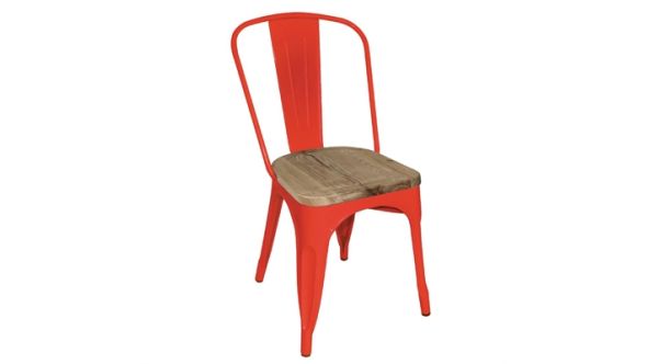 Bolero Bistro Side Chairs with Wooden Seat Pad Red (4 Pack) GM643