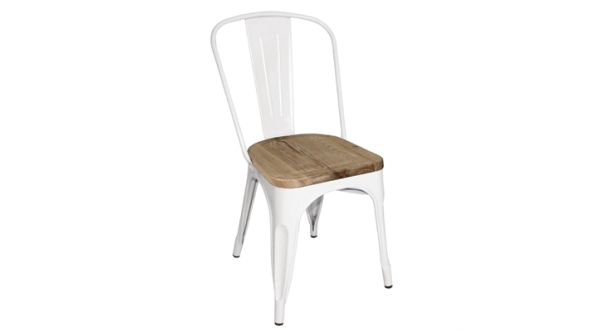Bolero Bistro Side Chairs with Wooden Seat Pad White (4 Pack) GM644