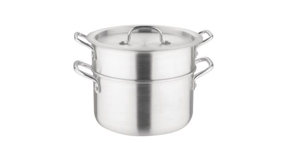 Vogue Aluminium Double Boiler Pan With Lid 24cm