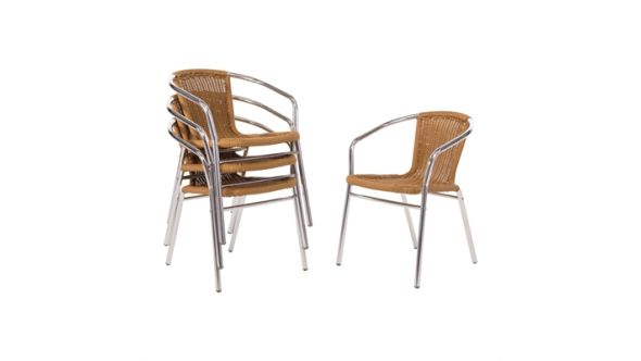 Bolero Aluminium and PE Wicker Chairs Natural (4 Pack) U422