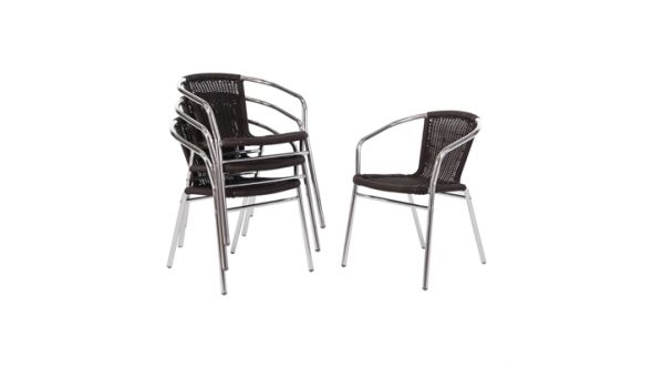 Bolero Aluminium and PE Wicker Chairs Black (4 Pack) U507