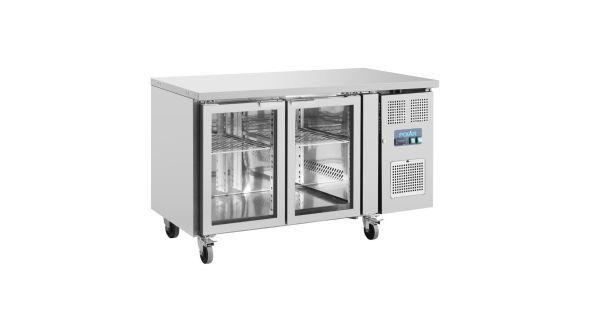 Polar U-Series 2 Door Counter Fridge with Glass Doors