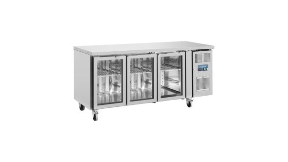 Polar U-Series 3 Door Counter Fridge with Glass Doors